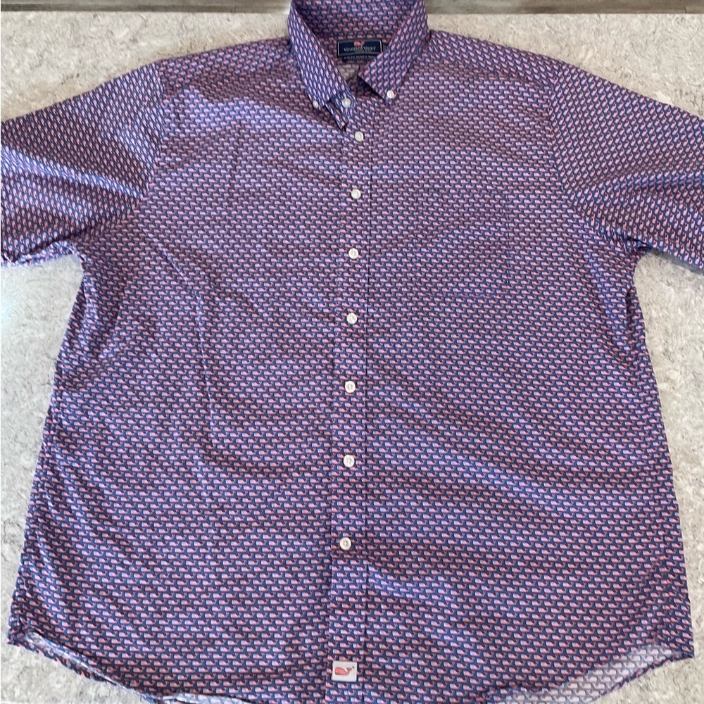 Vineyard Vines Slim Fit Murray Shirt US Flag Whale Button Down-XXL